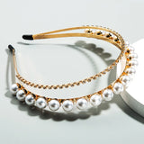 Rhinestone Pearl Headband for Women Hair Band Crown Tiaras Bridal