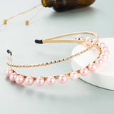 Rhinestone Pearl Headband for Women Hair Band Crown Tiaras Bridal