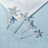 Rhinestone Silver Hair Grips Star Moon Pattern Hair Clip Hairpins