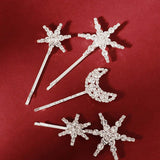 Rhinestone Silver Hair Grips Star Moon Pattern Hair Clip Hairpins