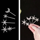 Rhinestone Silver Hair Grips Star Moon Pattern Hair Clip Hairpins
