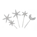 Rhinestone Silver Hair Grips Star Moon Pattern Hair Clip Hairpins