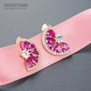 925 Sterling Silver Crystal Fan Zircon Earrings