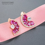 925 Sterling Silver Crystal Fan Zircon Earrings