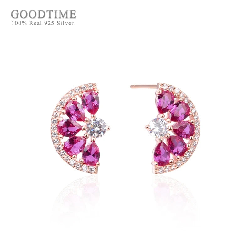925 Sterling Silver Crystal Fan Zircon Earrings