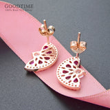 925 Sterling Silver Crystal Fan Zircon Earrings