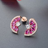 925 Sterling Silver Crystal Fan Zircon Earrings