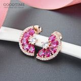 925 Sterling Silver Crystal Fan Zircon Earrings