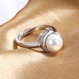 925 Silver Ring with Created Pearl Zircon Gemstone for Wedding Party