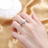 925 Silver Ring with Created Pearl Zircon Gemstone for Wedding Party