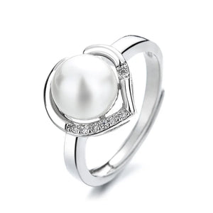 925 Silver Ring with Created Pearl Zircon Gemstone for Wedding Party