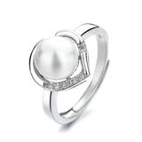 925 Silver Ring with Created Pearl Zircon Gemstone for Wedding Party