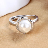 925 Silver Ring with Created Pearl Zircon Gemstone for Wedding Party