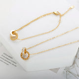 Roman Numerals Crystal Charm Jewelry Set Stainless Steel For Women