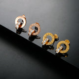 Roman Numerals Crystal Charm Jewelry Set Stainless Steel For Women