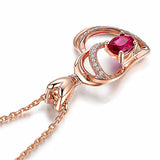 Rose Chain Necklace Crystal Heart Pendant Wedding Jewelry