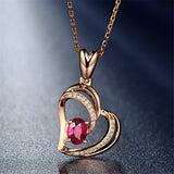Rose Chain Necklace Crystal Heart Pendant Wedding Jewelry