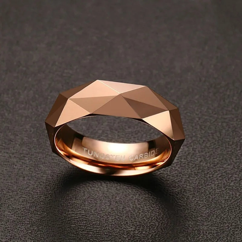 Rose Colors Rhombus Ring Tungsten Carbide Wedding Ring For Men
