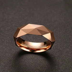 Rose Colors Rhombus Ring Tungsten Carbide Wedding Ring For Men