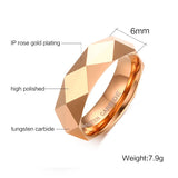 Rose Colors Rhombus Ring Tungsten Carbide Wedding Ring For Men