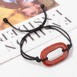 Rose Quartz Paper Clip Charm Bracelet Amethyst Pendant Woven Bangle Men