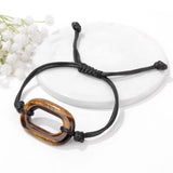 Rose Quartz Paper Clip Charm Bracelet Amethyst Pendant Woven Bangle Men