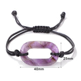 Rose Quartz Paper Clip Charm Bracelet Amethyst Pendant Woven Bangle Men
