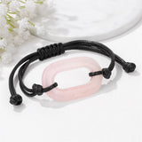 Rose Quartz Paper Clip Charm Bracelet Amethyst Pendant Woven Bangle Men