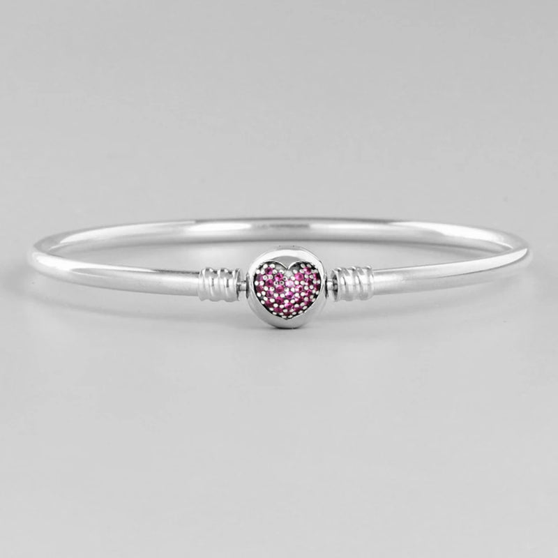Red Heart Clasp Bangle Womens Jewelry Gift