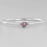 Red Heart Clasp Bangle Womens Jewelry Gift