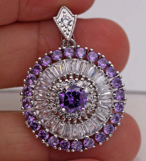 Round Pendant Copper Plated Zirconia Women Jewelry Party Wedding