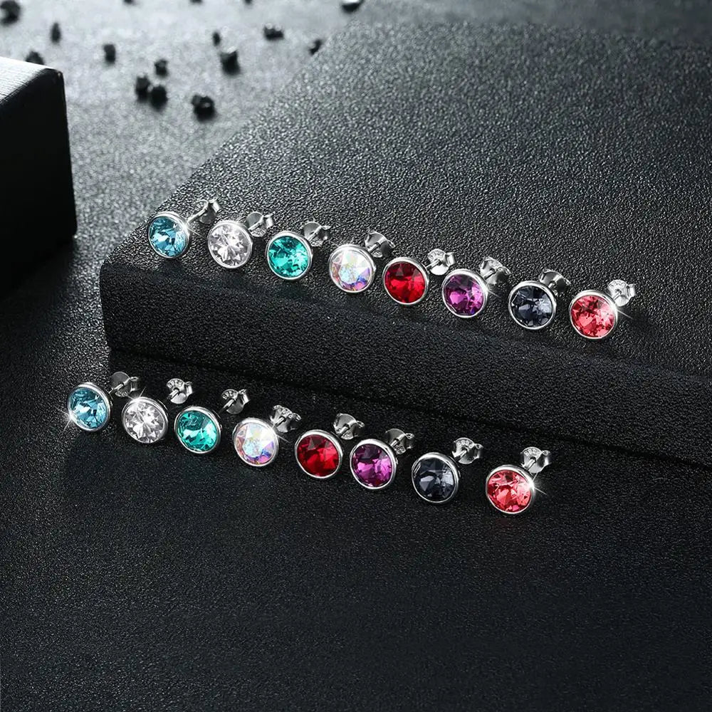 Round Stud Earrings Crystals from Austria Wedding Jewelry