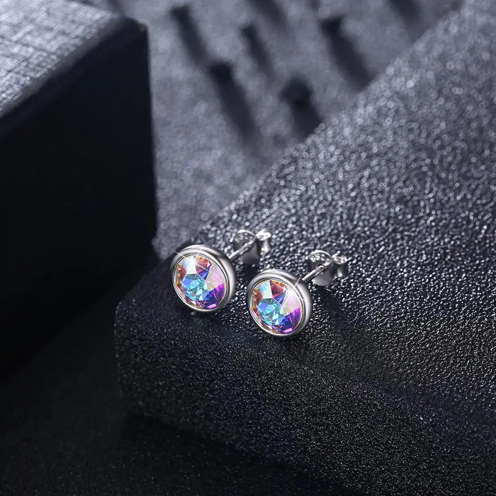 Round Stud Earrings Crystals from Austria Wedding Jewelry