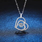 D Moissanite Heart Pendant Necklace 925 Silver