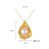 S925 Silver Freshwater Pearl Necklace 18k Shell Plated Pendant