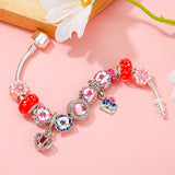 S925 Silver Pansy Glass Beads Bracelet Set