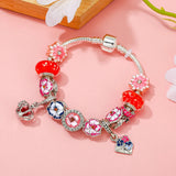 S925 Silver Pansy Glass Beads Bracelet Set