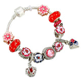 S925 Silver Pansy Glass Beads Bracelet Set