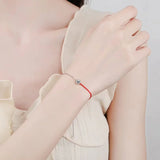 Platinum-Plated Moissanite Bracelet with Red Rope Gift