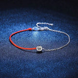 Platinum-Plated Moissanite Bracelet with Red Rope Gift