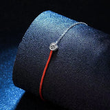 Platinum-Plated Moissanite Bracelet with Red Rope Gift