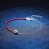 Platinum-Plated Moissanite Bracelet with Red Rope Gift