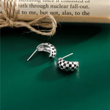 S925 Sterling Silver Two-Color Stud Earrings for Women