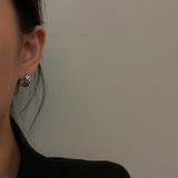 S925 Sterling Silver Two-Color Stud Earrings for Women