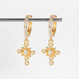 S925 Cross Mini Hoop Earrings for Women Circle Earrings