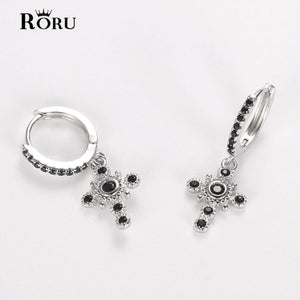 S925 Cross Mini Hoop Earrings for Women Circle Earrings
