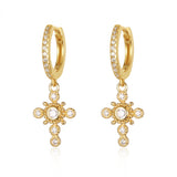S925 Sterling Silver Cross Mini Hoop Earrings for Women