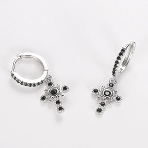 S925 Cross Mini Hoop Earrings for Women Circle Earrings