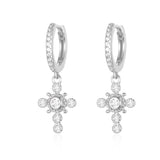 S925 Cross Hoop Earrings for Women - Mini Circle Earrings