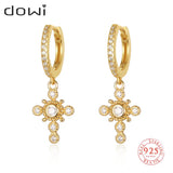 S925 Cross Hoop Earrings for Women - Mini Circle Earrings